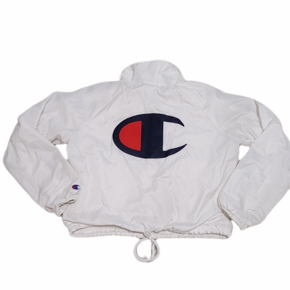 Champion White Cropped Coach Windbreaker Jacket S - Picture 5 of 11